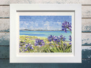 Agapanthus on Tresco paper collage print