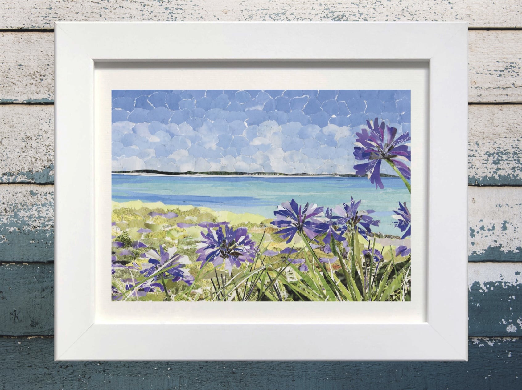 Agapanthus on Tresco paper collage print