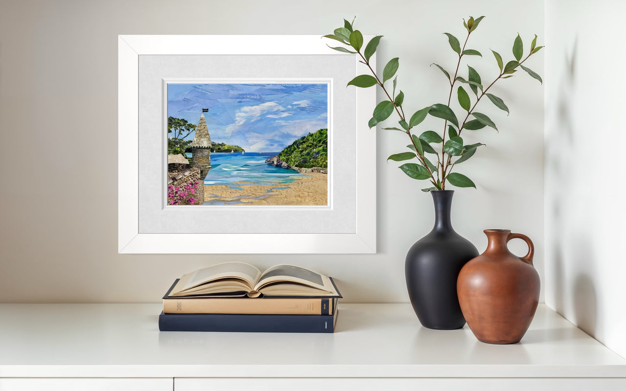 Readymoney Cove, Cornwall Original Paper Collage Art | Junk Mail Art