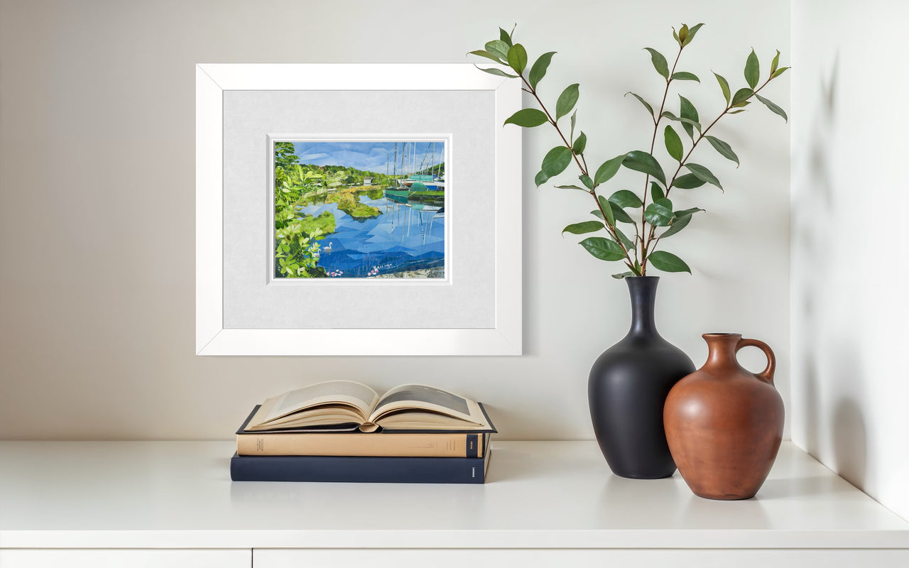 Gweek, Helford River, Cornwall Original Paper Collage Art | Junk Mail Art