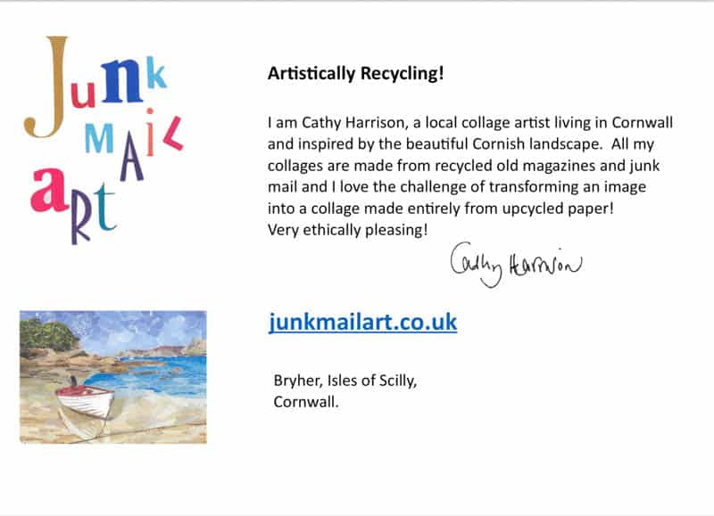 Back of Bryher boat card