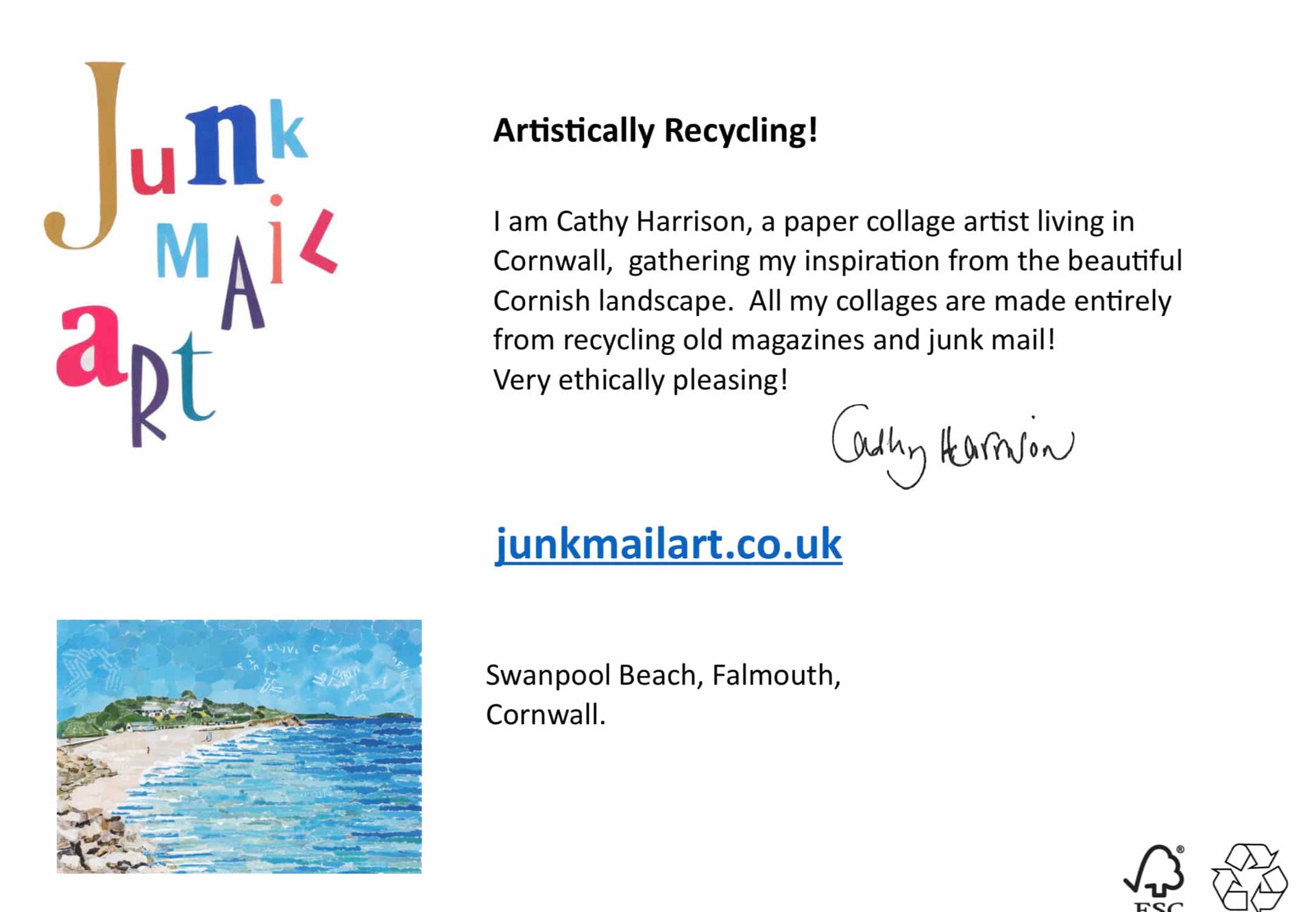 Back of Swanpool Beach Card