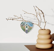 Lost Gardens of Heligan Greenhouse Hanging Heart – Botanical Collage Art on Double Sided Wood with String – Garden Gift from Cornwall