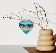 Durgan Cornwall Hanging Heart – Coastal Village Collage Art on Double Sided Wood with String – Keepsake Gift Inspired by Helford River