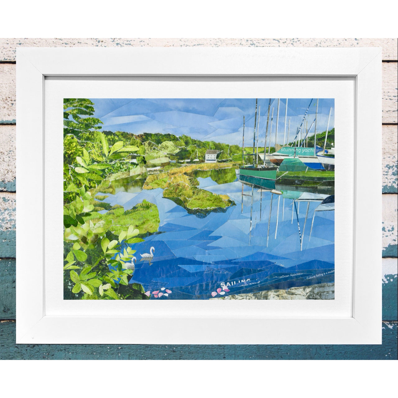 Gweek, Helford River Cornwall, Collage Art Print.