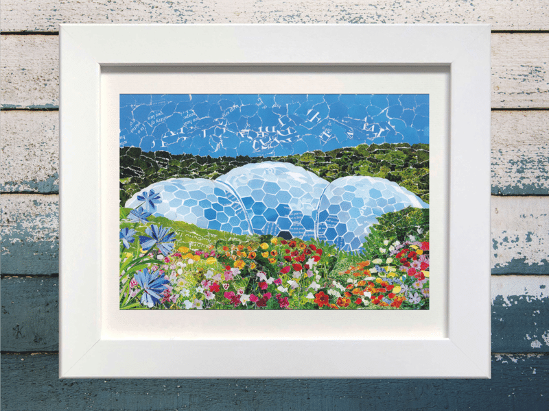 Eden Project Biomes, Cornwall, Collage Print.