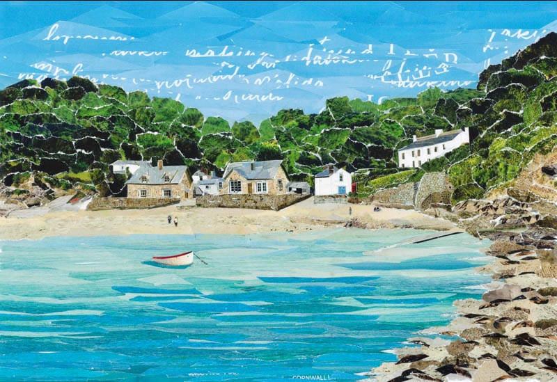 Durgan Helford River collage art print by Junk Mail Art