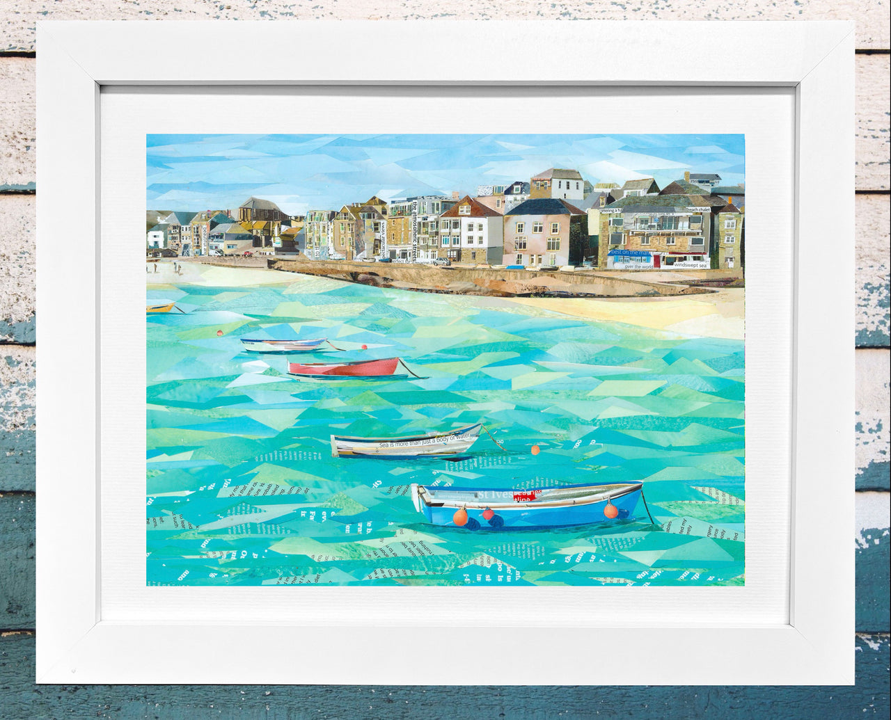 St Ives Harbour, Cornwall, Paper Collage Print.