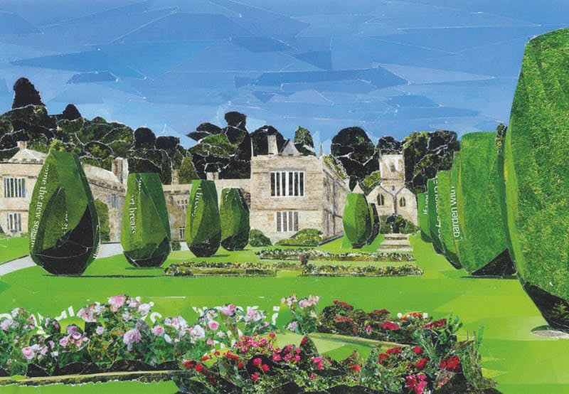 Lanhydrock paper collage art print card