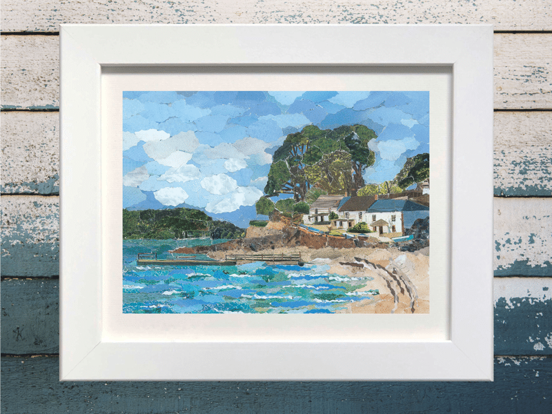 Helford Passage, Falmouth, Cornwall, Collage Print.