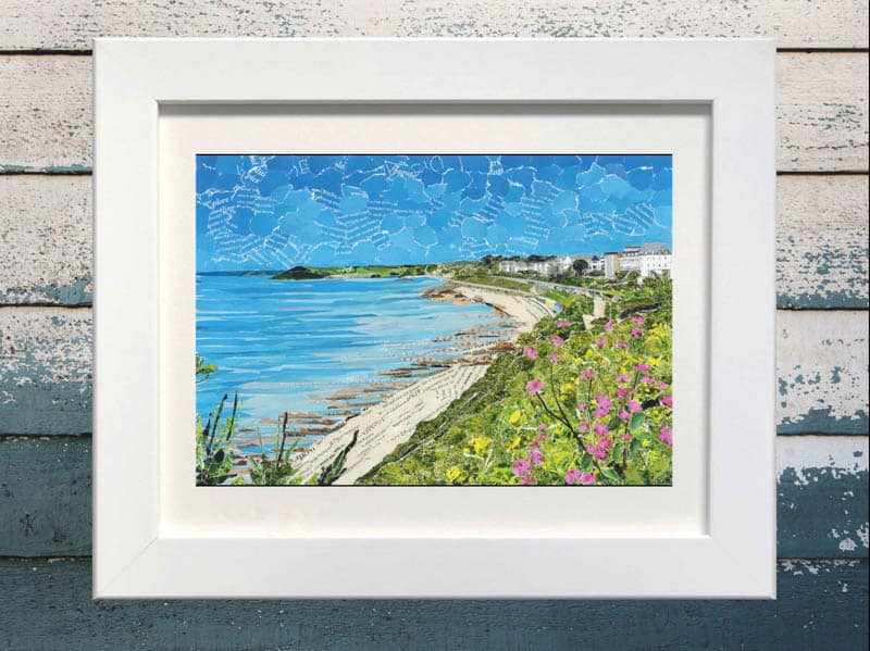 Castle Beach, Falmouth, Cornwall, Collage Art Print.