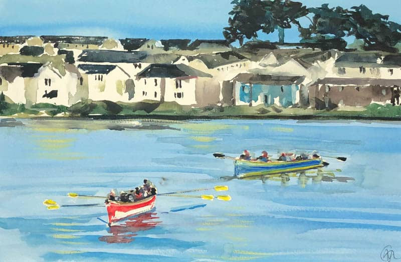 Gig Rowing, Cornwall, Watercolour Original.