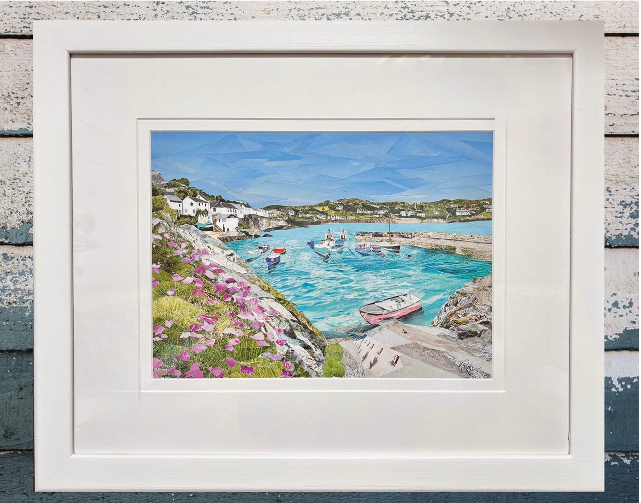 Coverack Art Cornwall, Original Paper Collage.