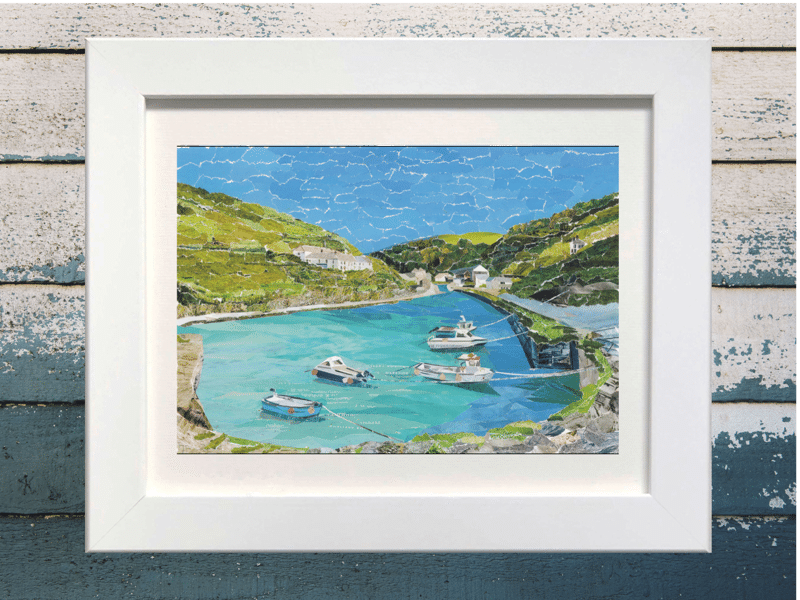 Boscastle paper collage framed print