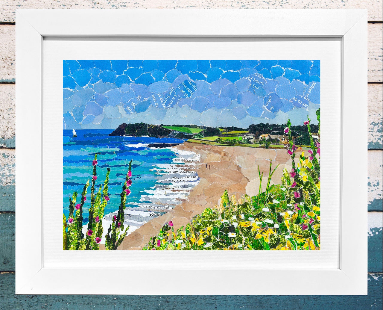 Gylly Beach, Falmouth, Cornwall, Collage Print.