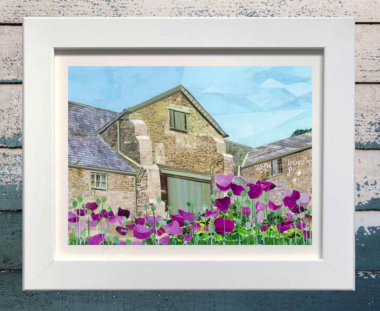 Trerice House Barns, Newquay, Cornwall, Collage Art Print