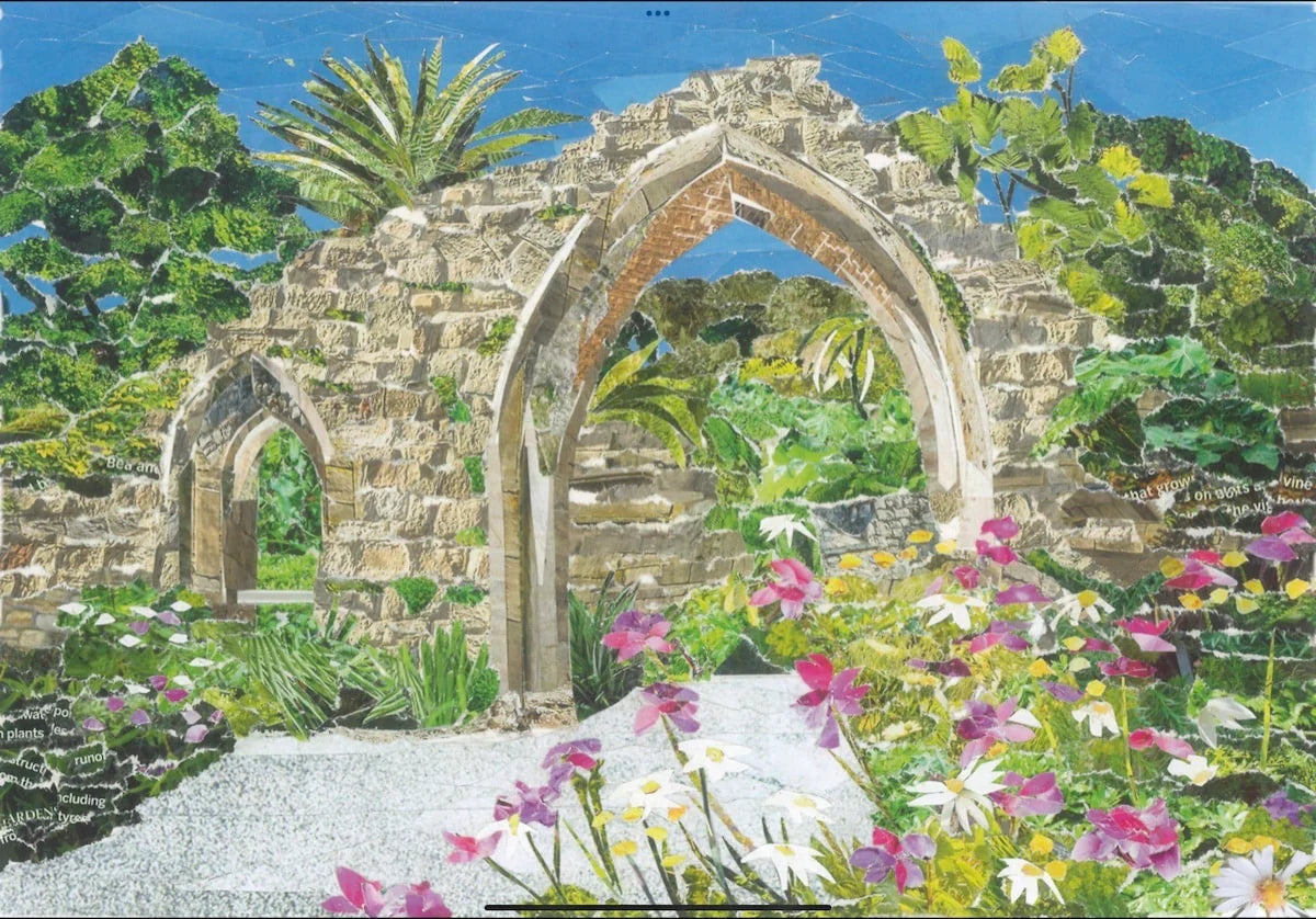 Abbey Gardens at Tresco Original Paper Collage Art