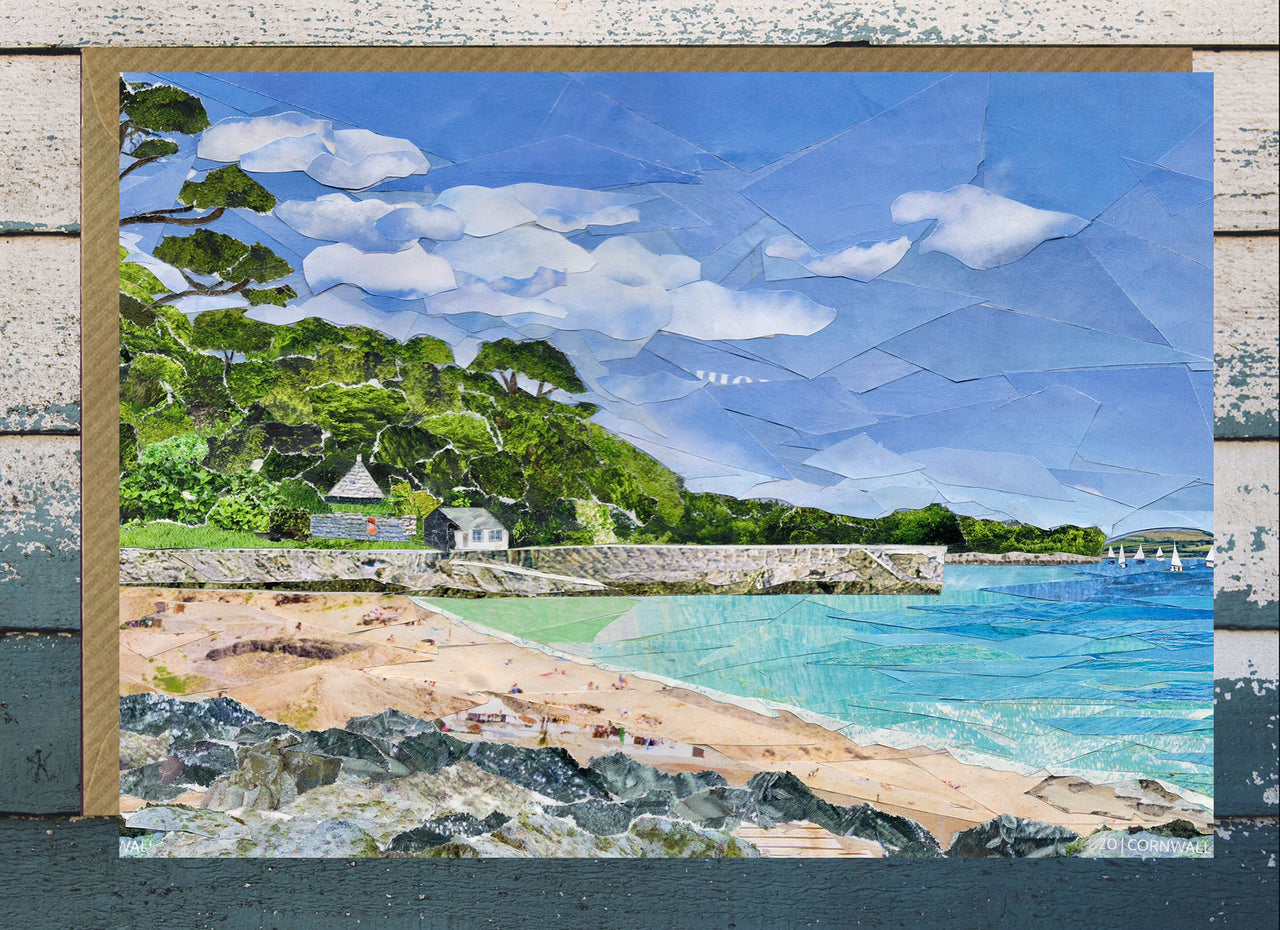 Flushing Beach Card, Cornwall.
