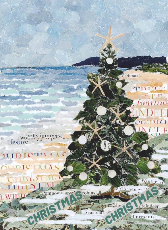 Gylly Beach Christmas Card, Falmouth, Cornwall.