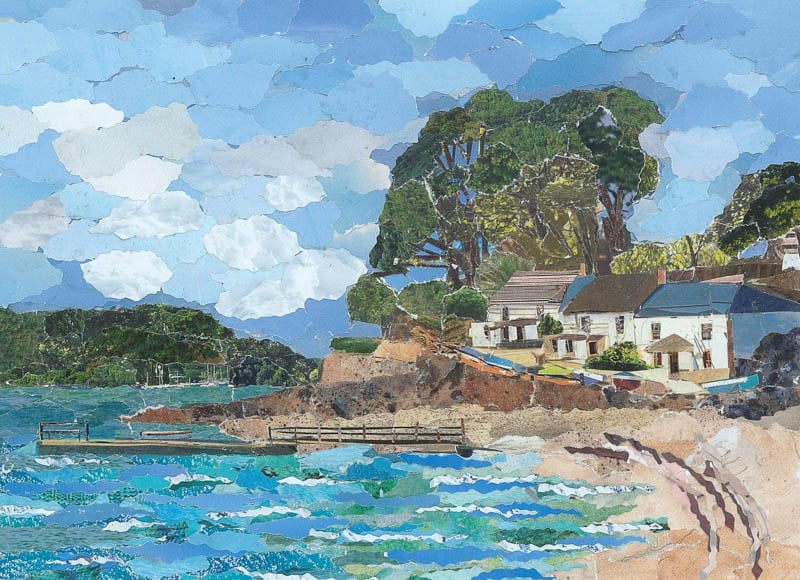 Helford Passage Cornwall, Collage Art Print Card