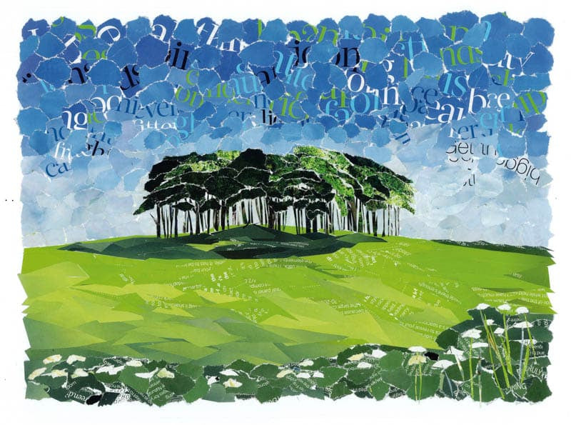 Cornish artists Coming home trees Paper Collage print