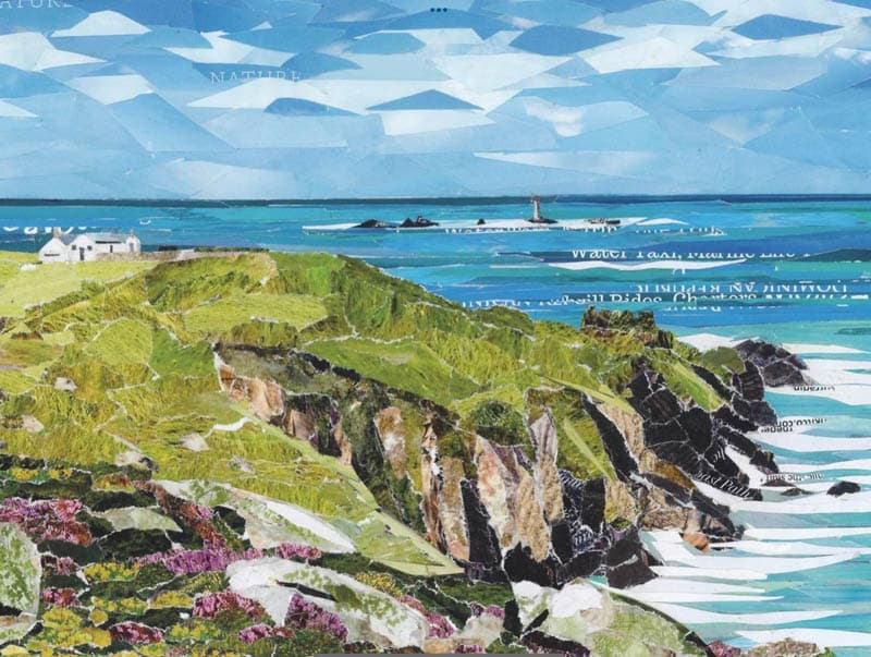 Land's End, Cornwall, Paper Collage Art Print.