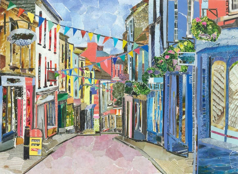 Falmouth High Street, Cornwall, Collage Art Print.
