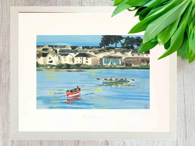 Gig Rowing, Cornwall, Watercolour Original.