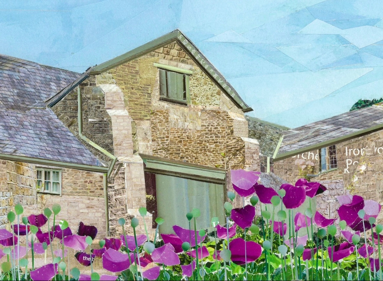 Trerice House Barns, Newquay, Cornwall, Collage Art Print