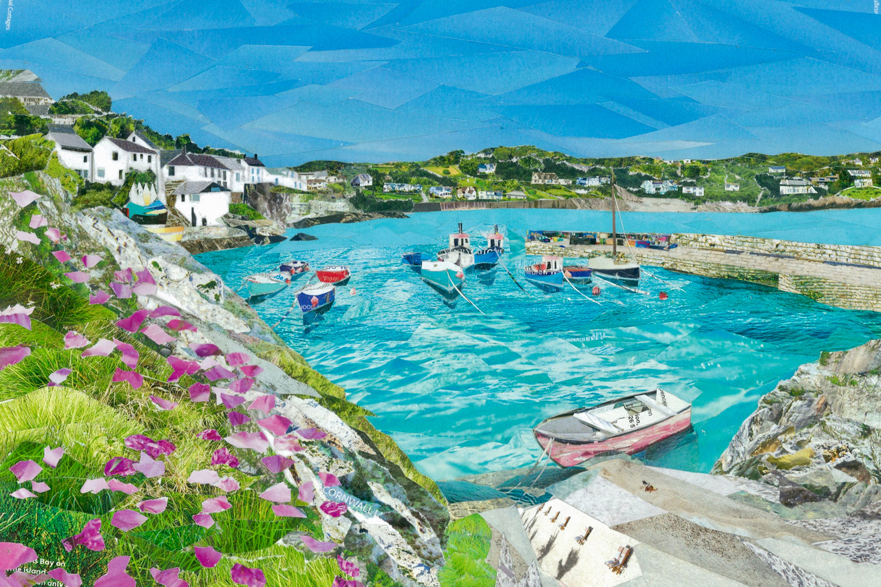 Coverack Art Cornwall, Original Paper Collage.