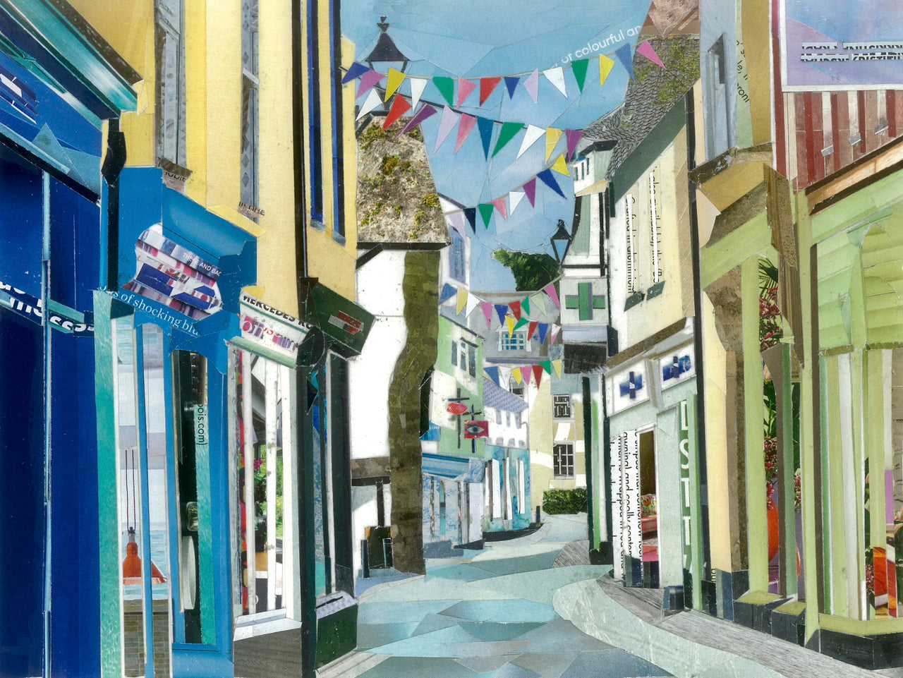 Fowey, Cornwall, Collage Art Print.