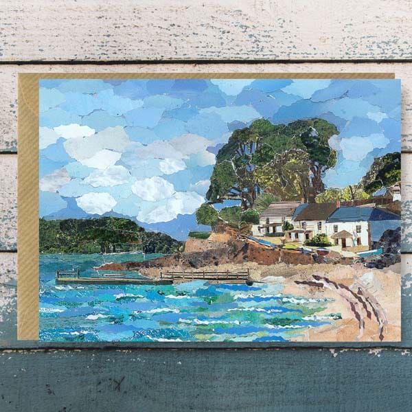 Helford Passage Cornwall, Collage Art Print Card