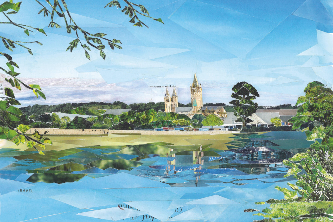 Truro River View, Cornwall Original Paper Collage Art