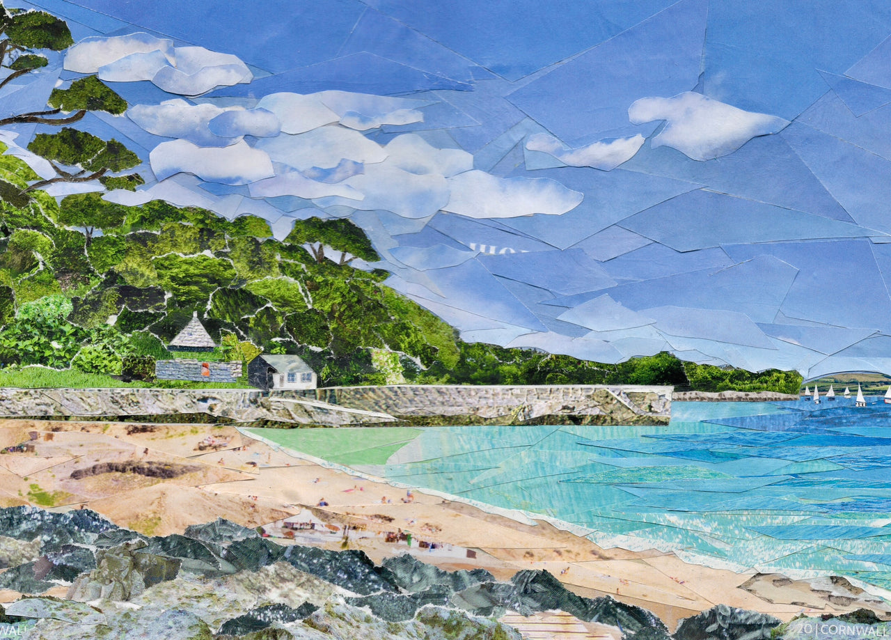 Flushing Beach Card, Cornwall.