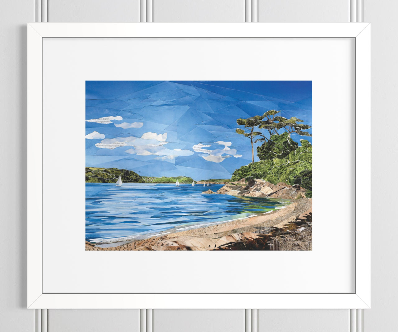 Porth Sawsen (Porth Saxon) Beach, Helford River, Cornwall | Original Paper Collage Print