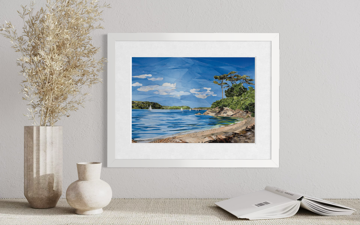 Porth Sawsen (Porth Saxon) Beach, Helford River, Cornwall | Original Paper Collage