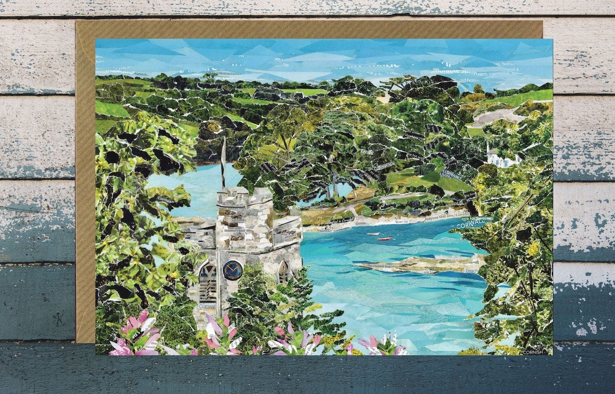 St Just in Roseland collage card