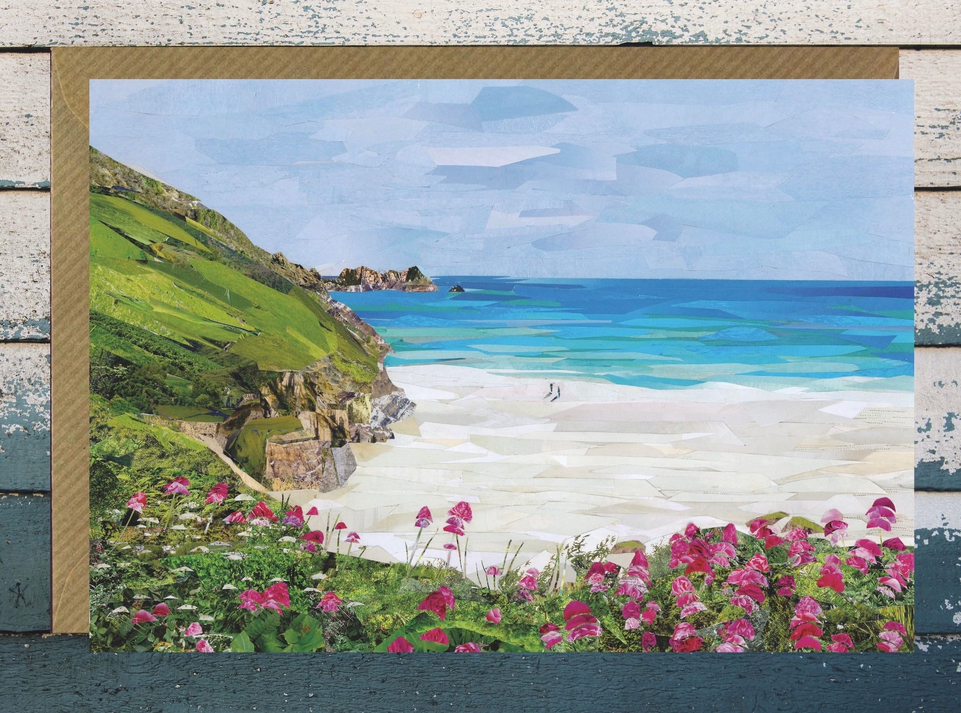 Porthcurno collage art print card