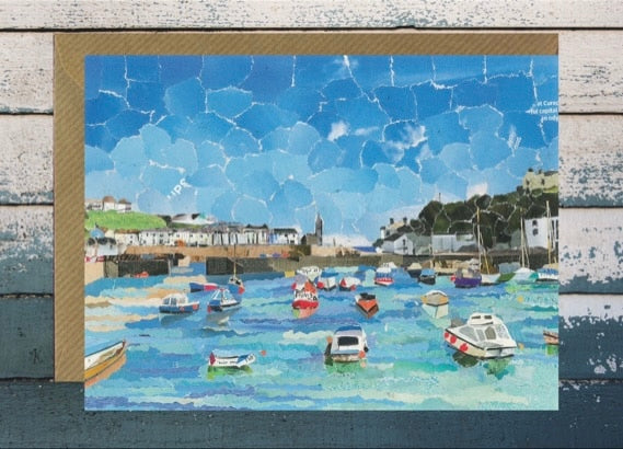 Porthleven collage art print card