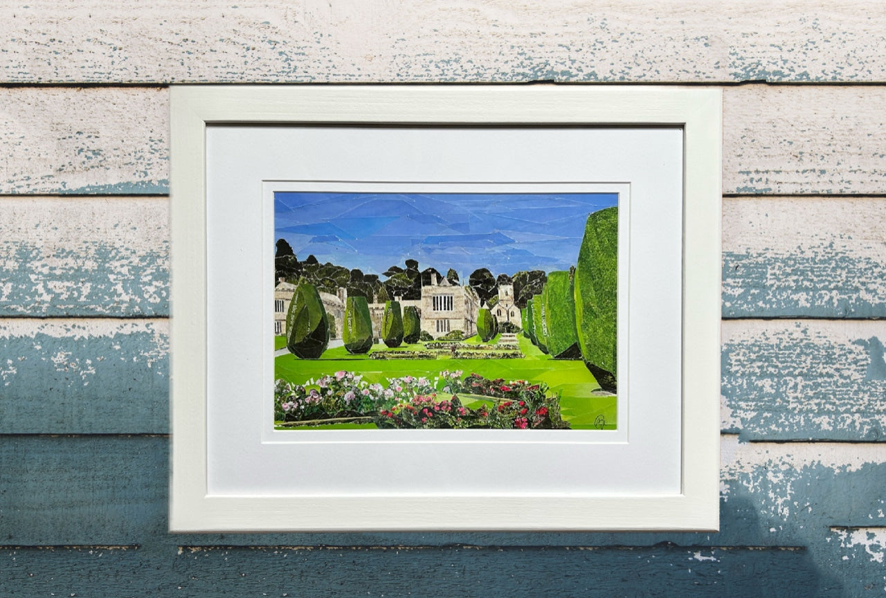 Lanhydrock cornwall paper collage art original