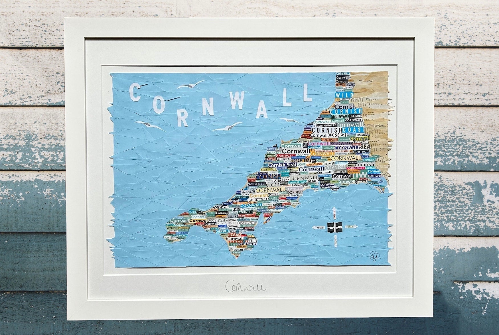 Cornwall Map Original Paper Collage