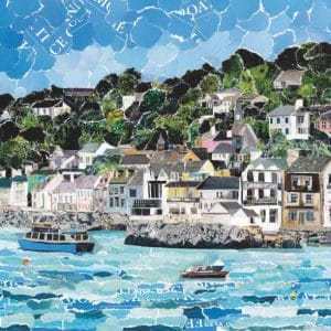 St Mawes Cornwall Paper Collage Art Print Card