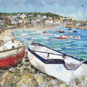 Mousehole Harbour Cornwall Collage Print