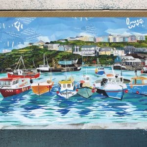 Mevagissey Cornwall Paper Collage Art Print Card