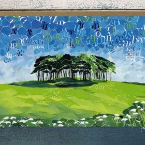 Nearly There Trees Cornwall Collage Art Print Card