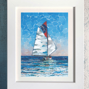 Falmouth Sailing, Cornwall, Paper Collage Art Print.