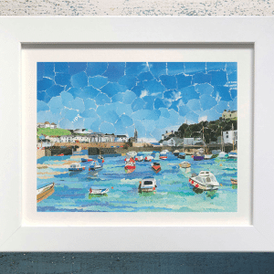 Porthleven Harbour, Cornwall, Collage Print.