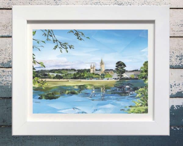 Truro river view paper collage framed