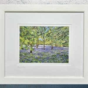 Bluebells at Enys Gardens, Cornwall, Original Paper Collage.